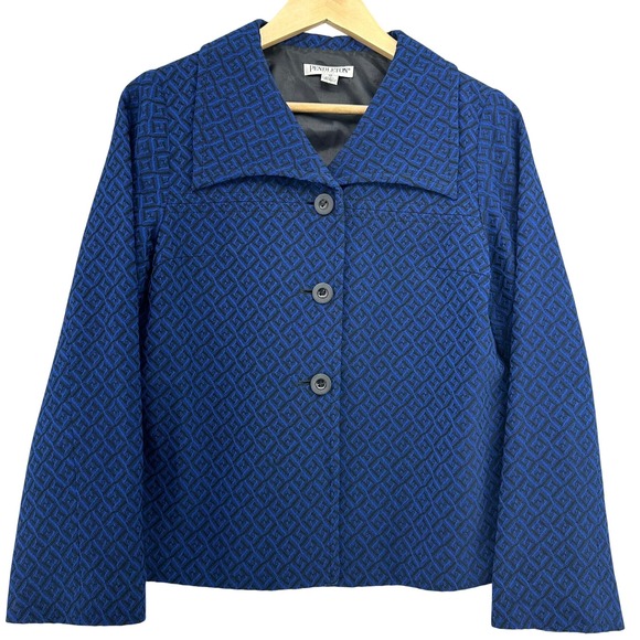 Pendleton Jackets & Blazers - VTG Pendleton Royal Midnight Blue Geometric Blazer Jacket Virgin Wool 10P USA